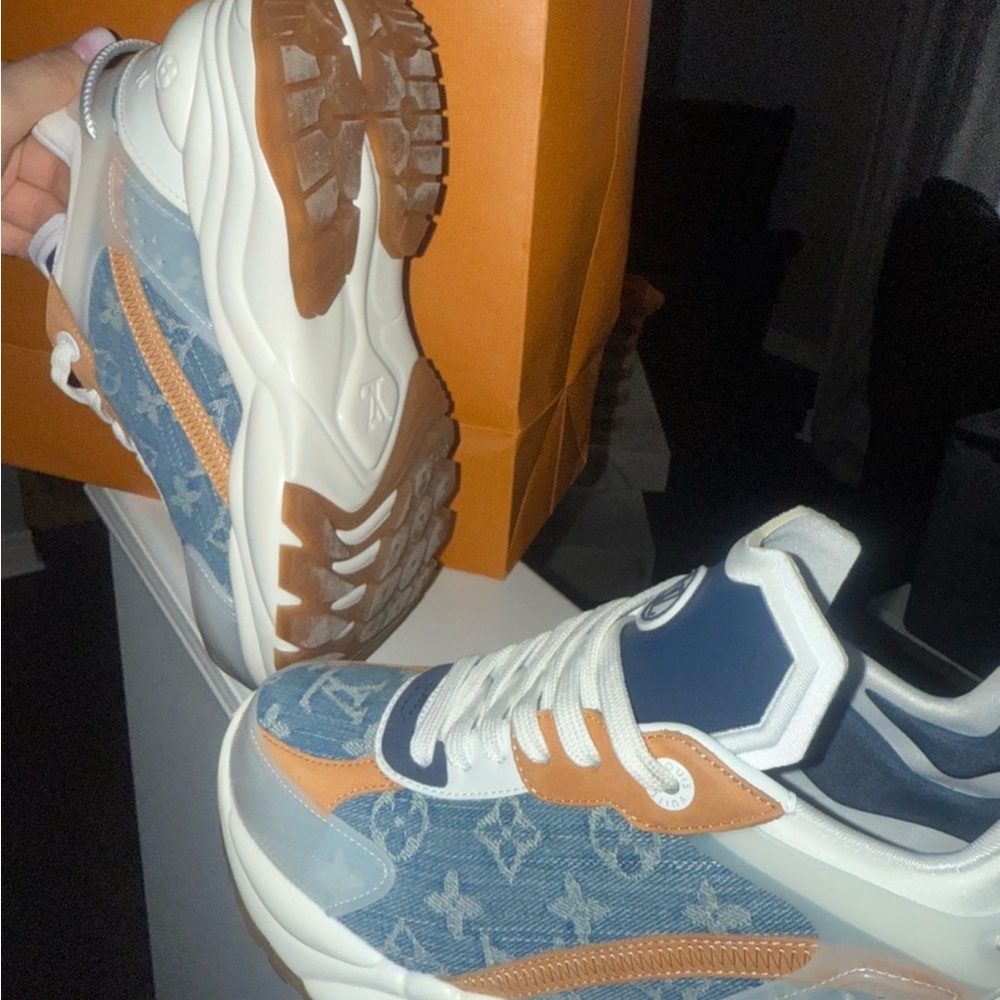 Louis Vuitton Denim and White Sneakers